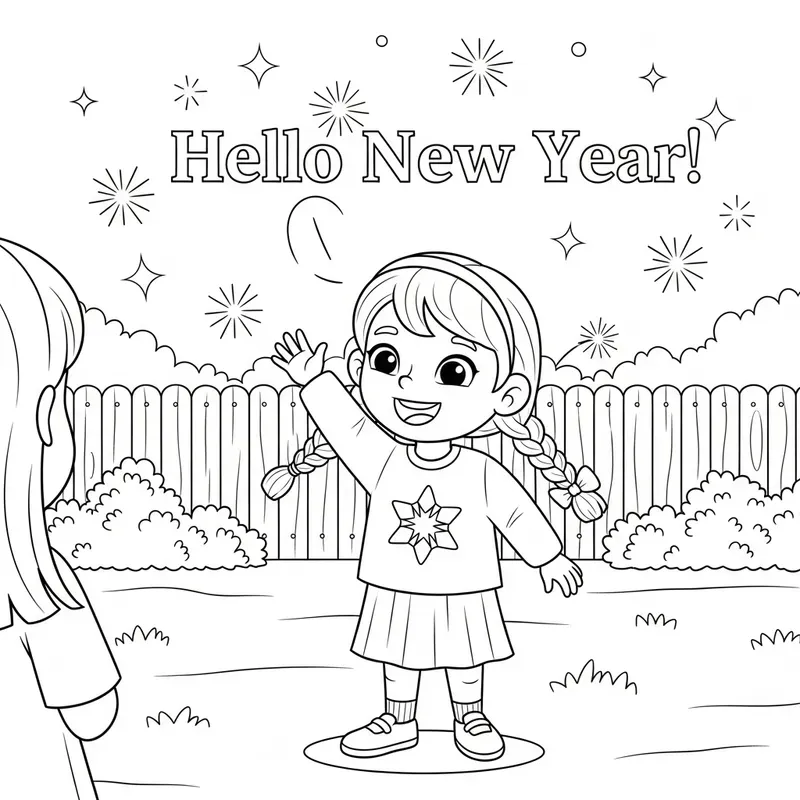 Kids New Year Line Art Wave Packs