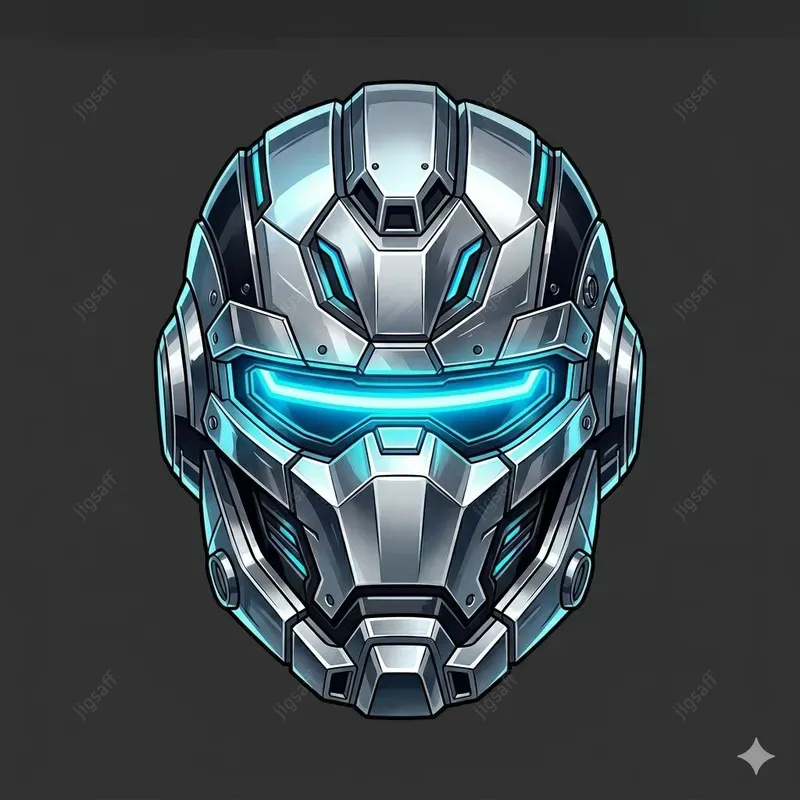 Stylized Metallic Helmet Vector Art