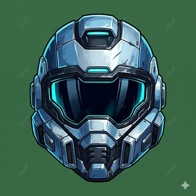 Stylized Metallic Helmet Vector Art