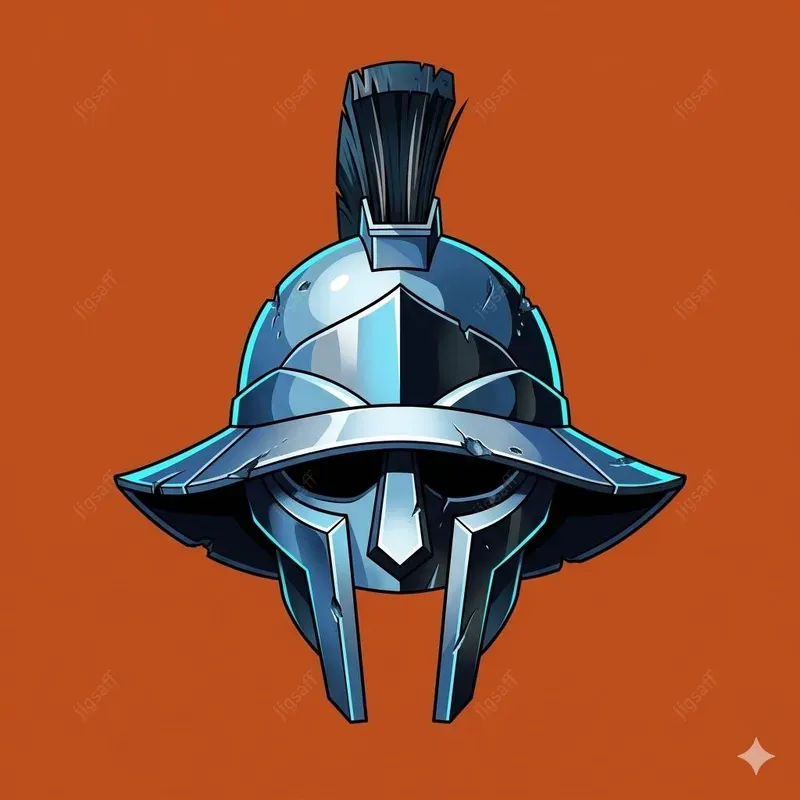 Stylized Metallic Helmet Vector Art
