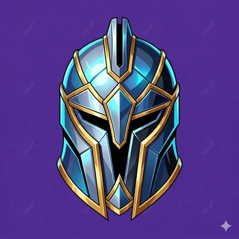 Stylized Metallic Helmet Vector Art