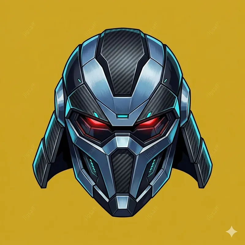 Stylized Metallic Helmet Vector Art