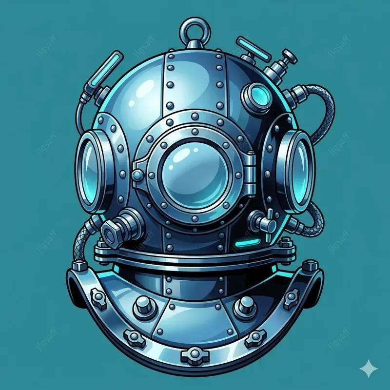 Stylized Metallic Helmet Vector Art