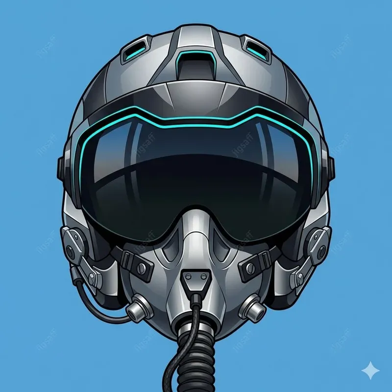 Stylized Metallic Helmet Vector Art