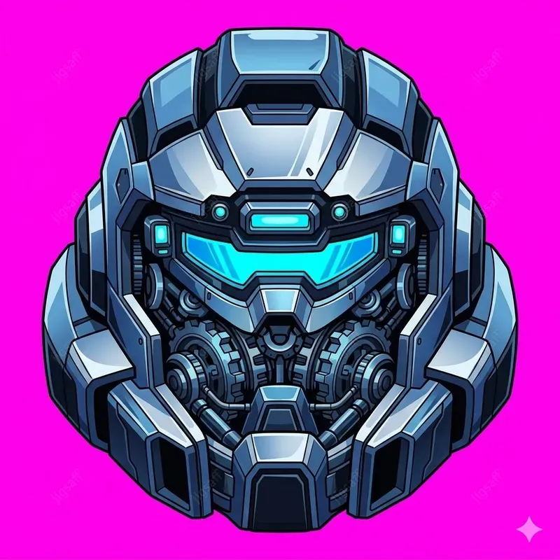 Stylized Metallic Helmet Vector Art