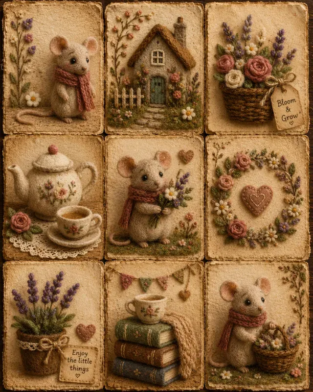 3D Needle Felted Junk Journal Kits