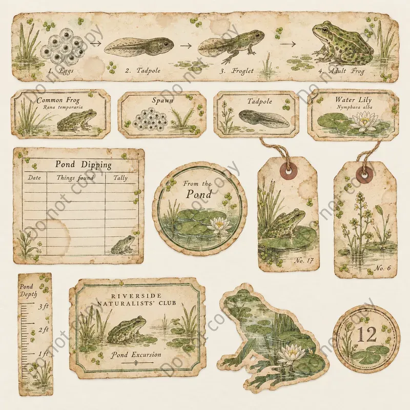 Whimsical Frog Pond Ephemera Art
