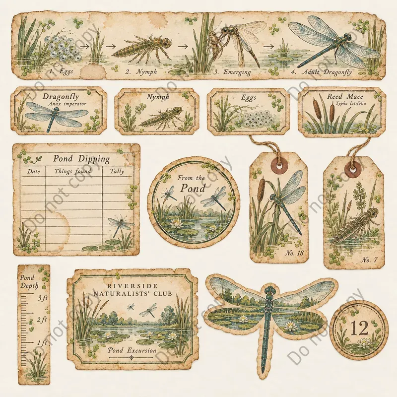 Whimsical Frog Pond Ephemera Art
