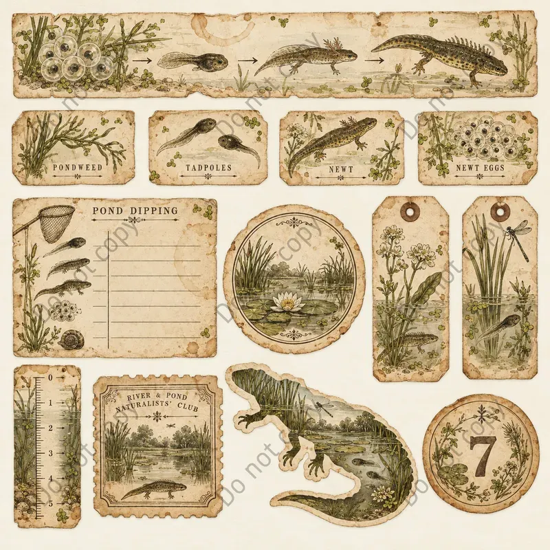 Whimsical Frog Pond Ephemera Art