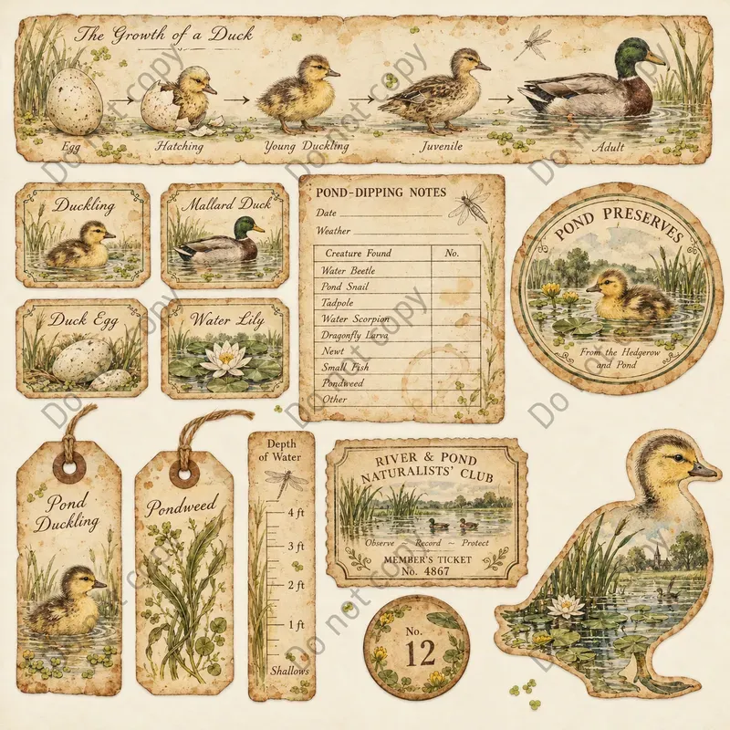 Whimsical Frog Pond Ephemera Art