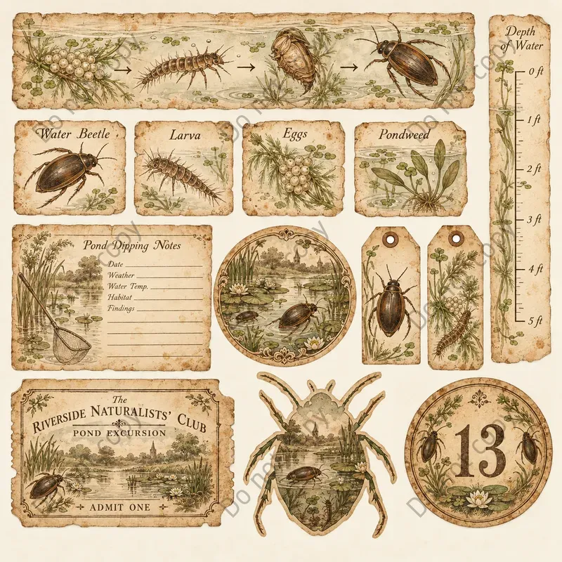 Whimsical Frog Pond Ephemera Art