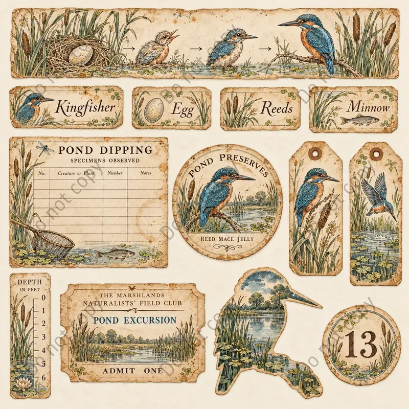Whimsical Frog Pond Ephemera Art