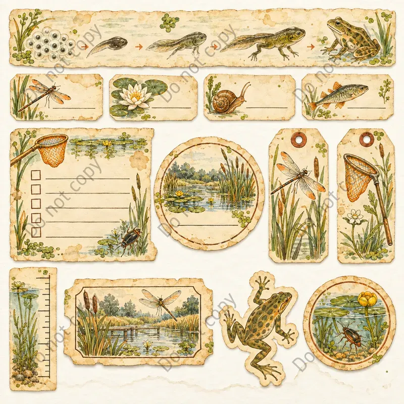Whimsical Frog Pond Ephemera Art