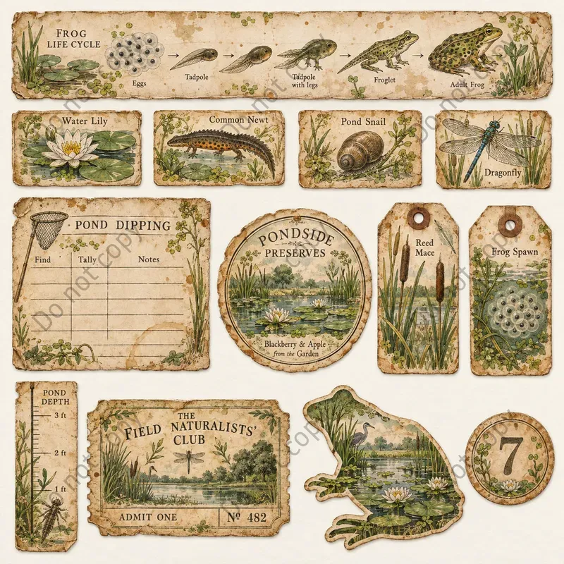 Whimsical Frog Pond Ephemera Art