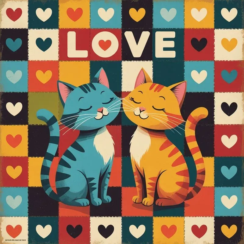 Valentine Retro Patchwork Love Prints