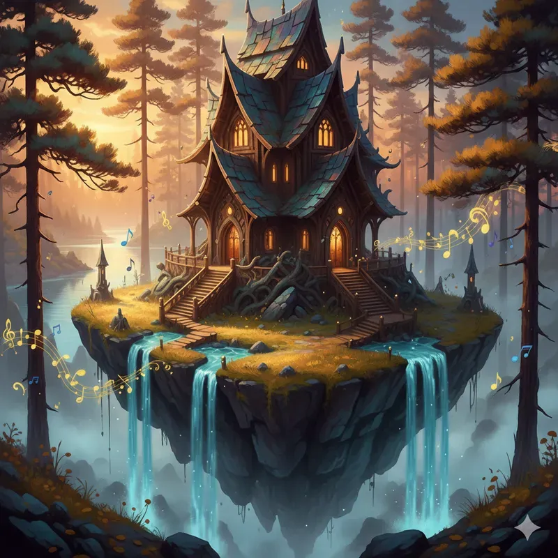 Floating Waterfall Fantasy Scenes