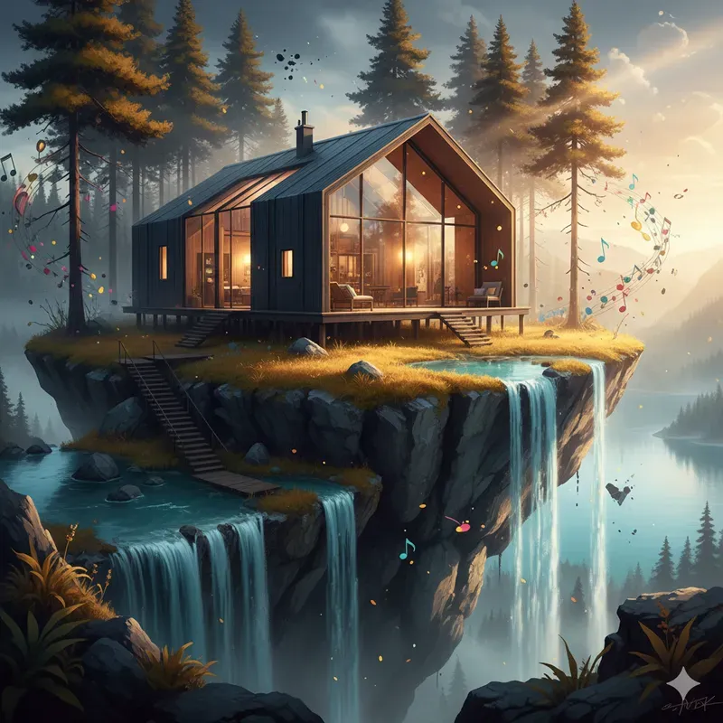 Floating Waterfall Fantasy Scenes
