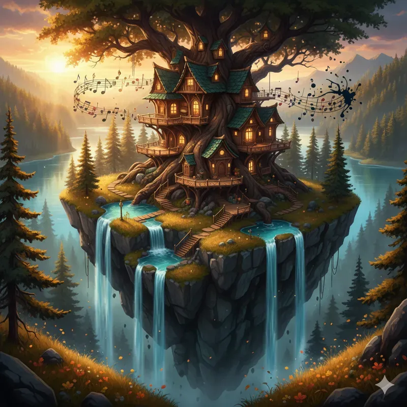 Floating Waterfall Fantasy Scenes