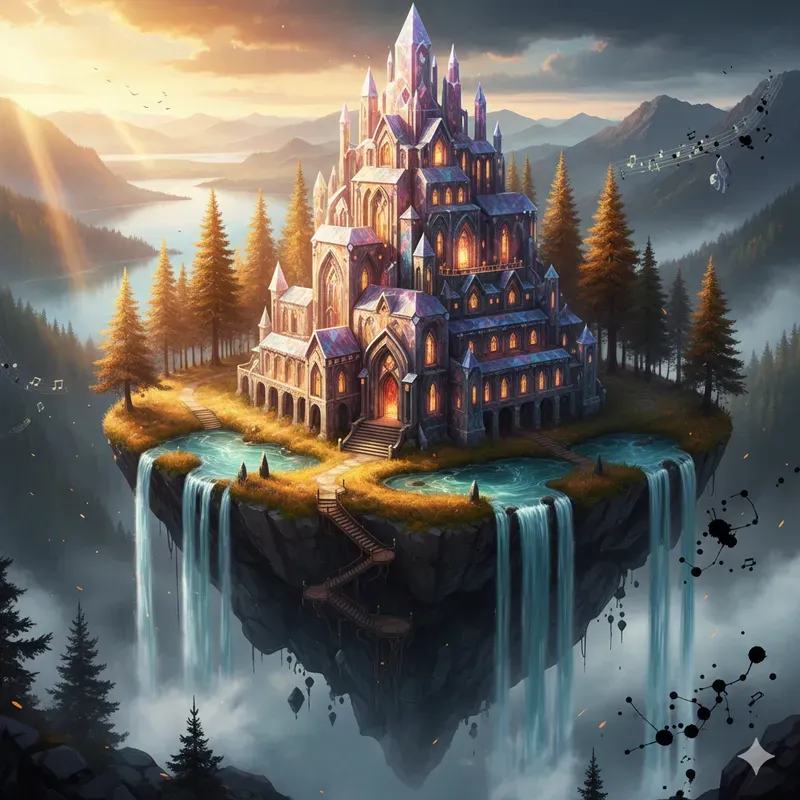 Floating Waterfall Fantasy Scenes