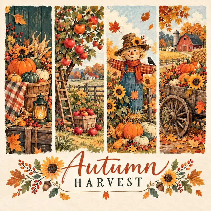 Whimsical Seasonal Panel Posters