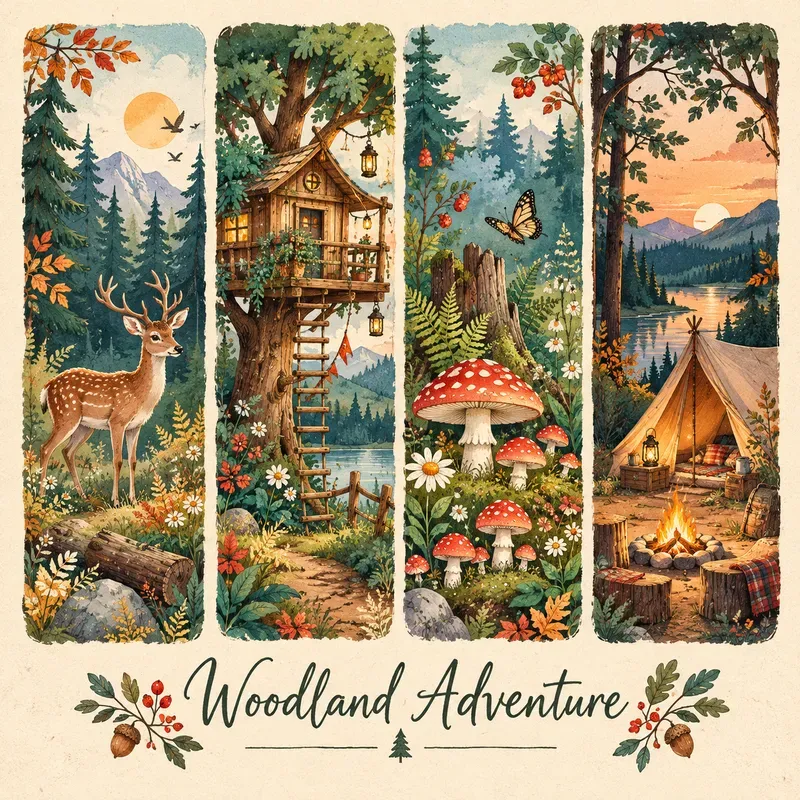 Whimsical Seasonal Panel Posters