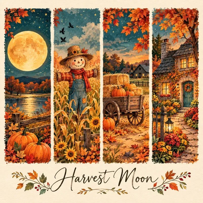 Whimsical Seasonal Panel Posters