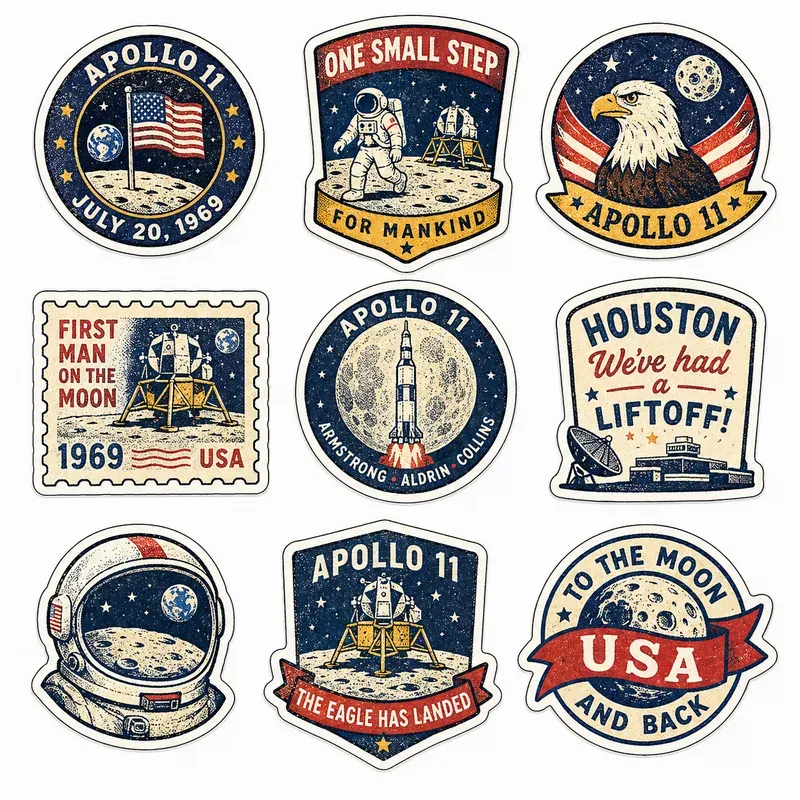 Usa History Risograph Sticker Packs