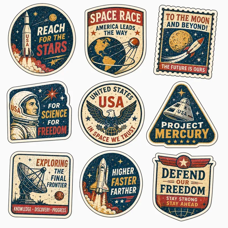 Usa History Risograph Sticker Packs