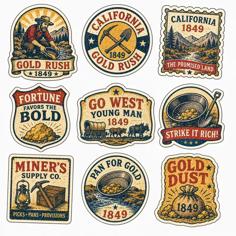 Usa History Risograph Sticker Packs