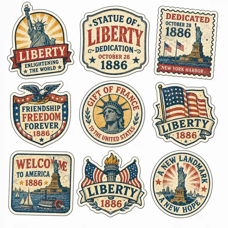 Usa History Risograph Sticker Packs