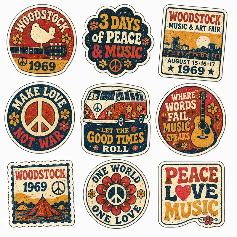 Usa History Risograph Sticker Packs