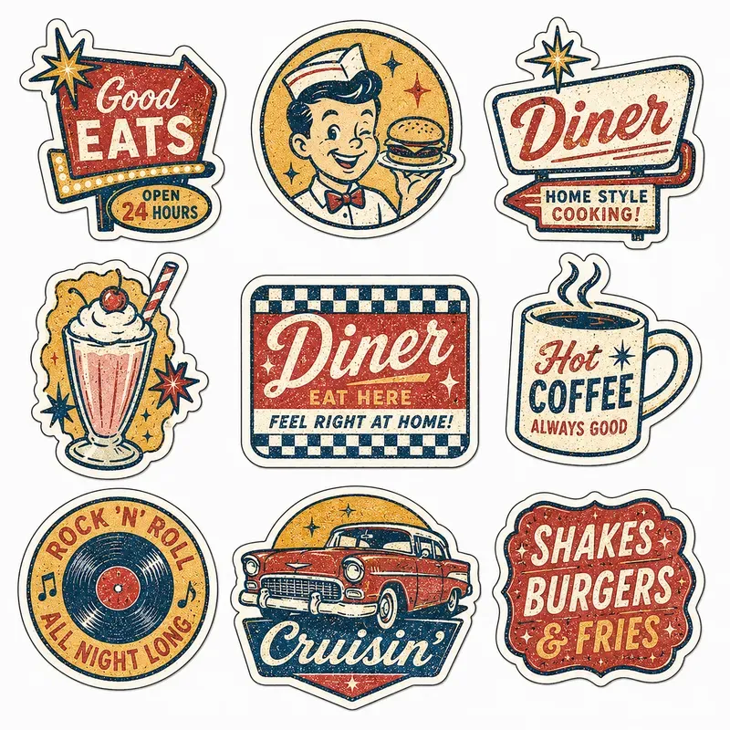 Usa History Risograph Sticker Packs