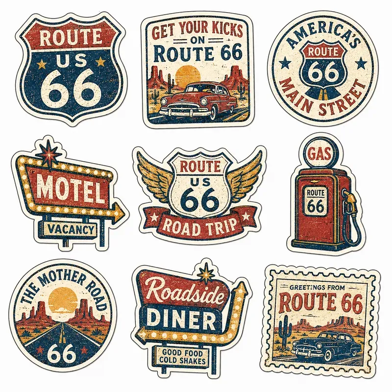 Usa History Risograph Sticker Packs
