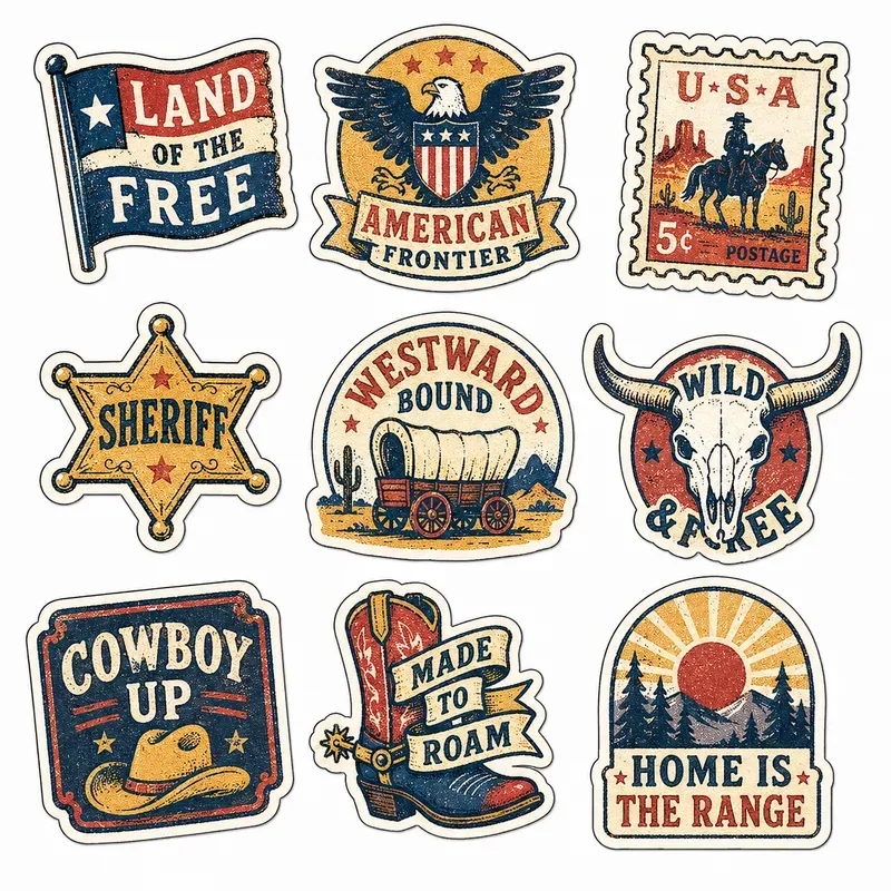Usa History Risograph Sticker Packs