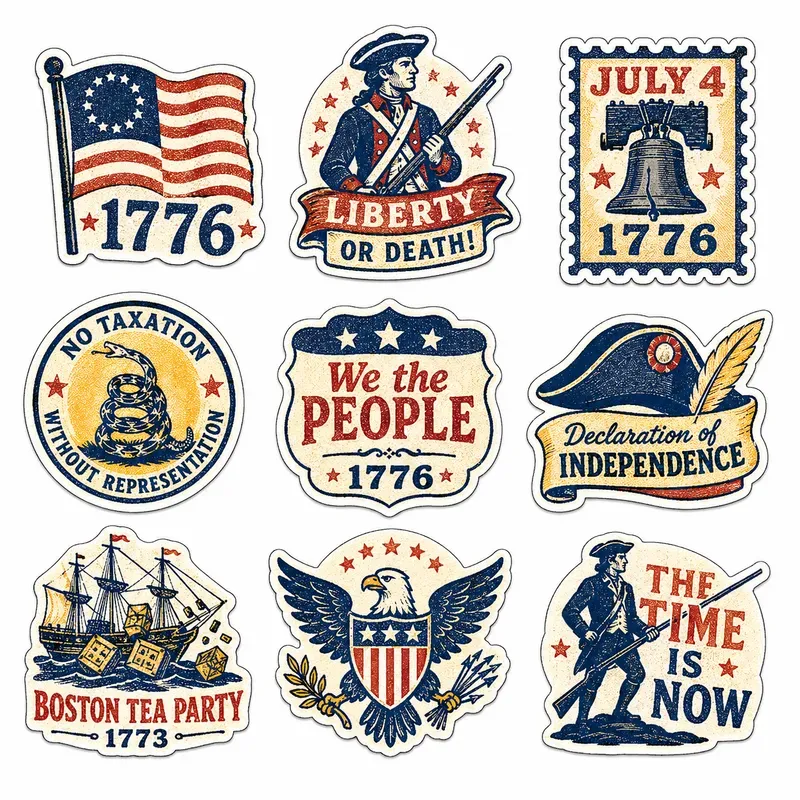 Usa History Risograph Sticker Packs