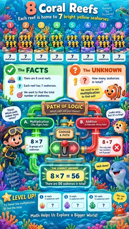 Vibrant Vertical Math Logic Poster Kids