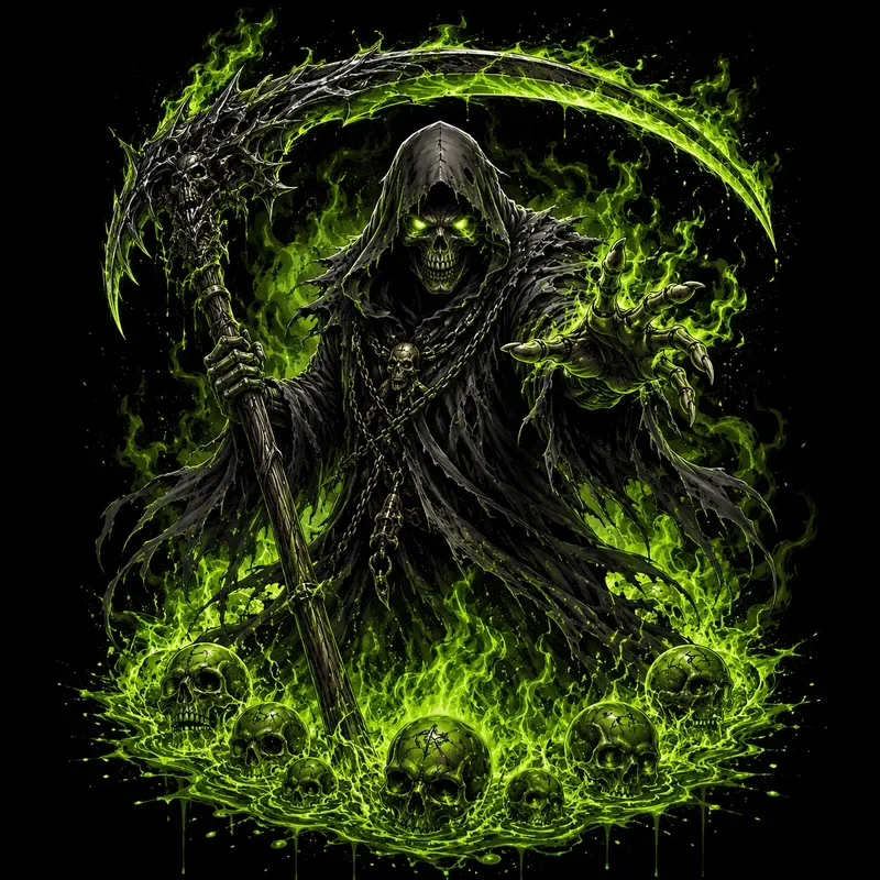 Neon Grim Reaper Tshirt Design Collections
