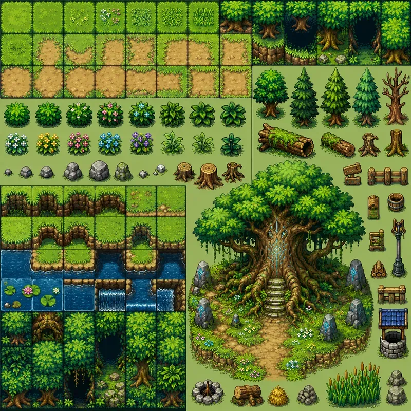 16 Bit RPG Overworld Tilesets With Studios