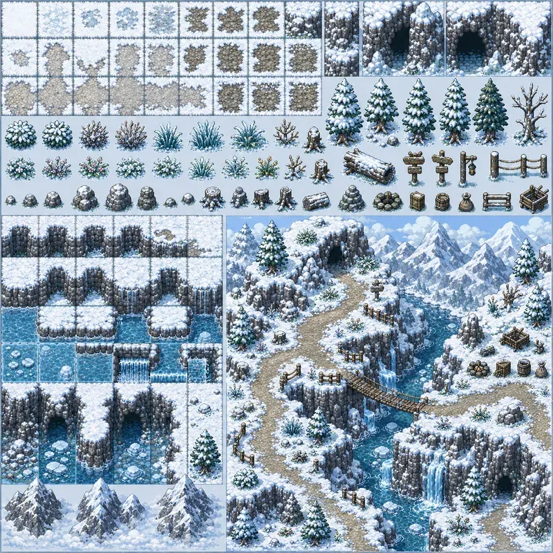 16 Bit RPG Overworld Tilesets With Studios