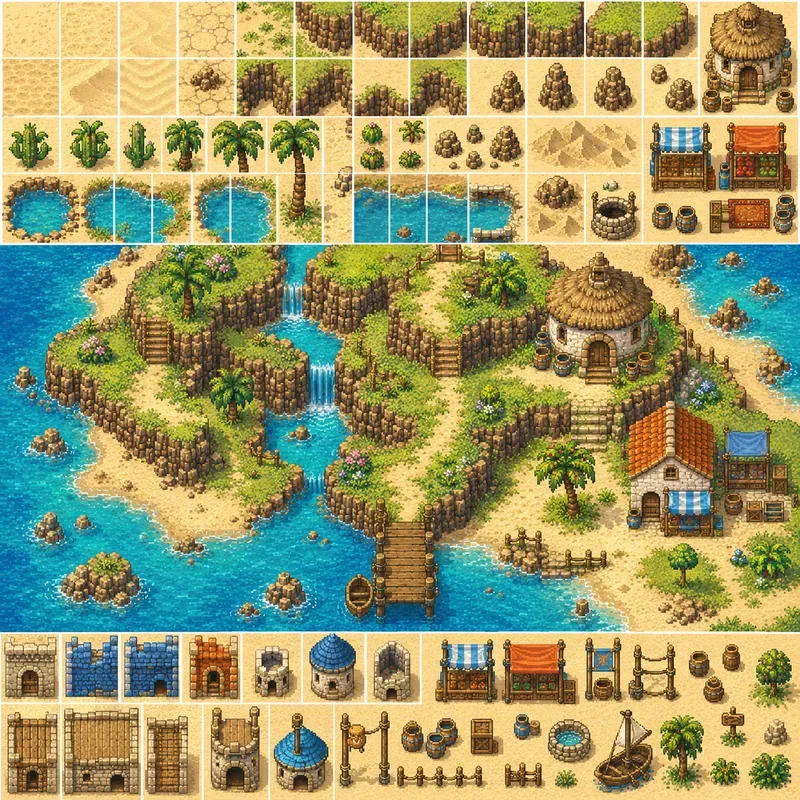 16 Bit RPG Overworld Tilesets With Studios