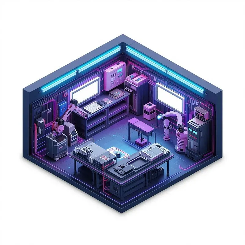 3D Isometric Cyberpunk Room Dioramas