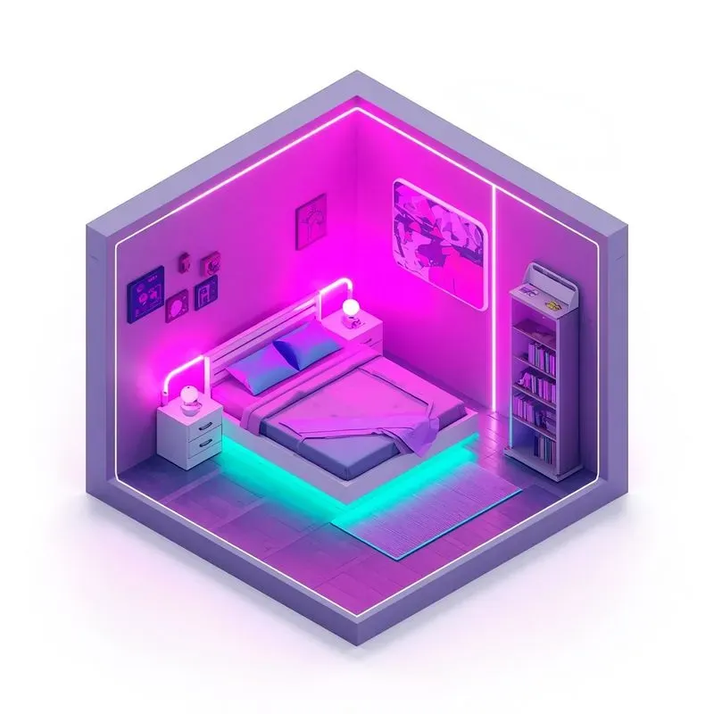3D Isometric Cyberpunk Room Dioramas