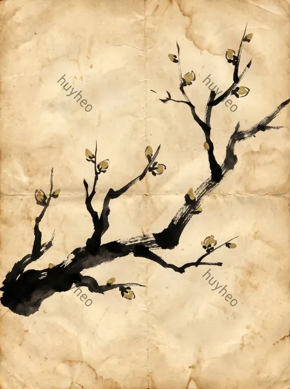 Minimalist Zen Ink Parchment Art