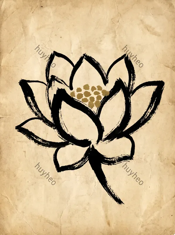Minimalist Zen Ink Parchment Art