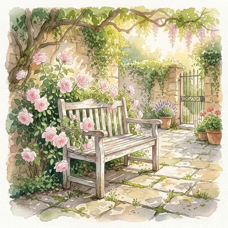 Soft Watercolor Garden Aesthetics