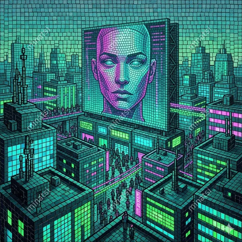 Cyberpunk Mosaic Pixel Art