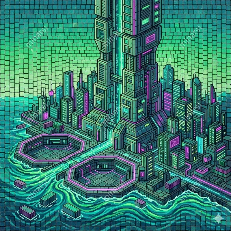 Cyberpunk Mosaic Pixel Art