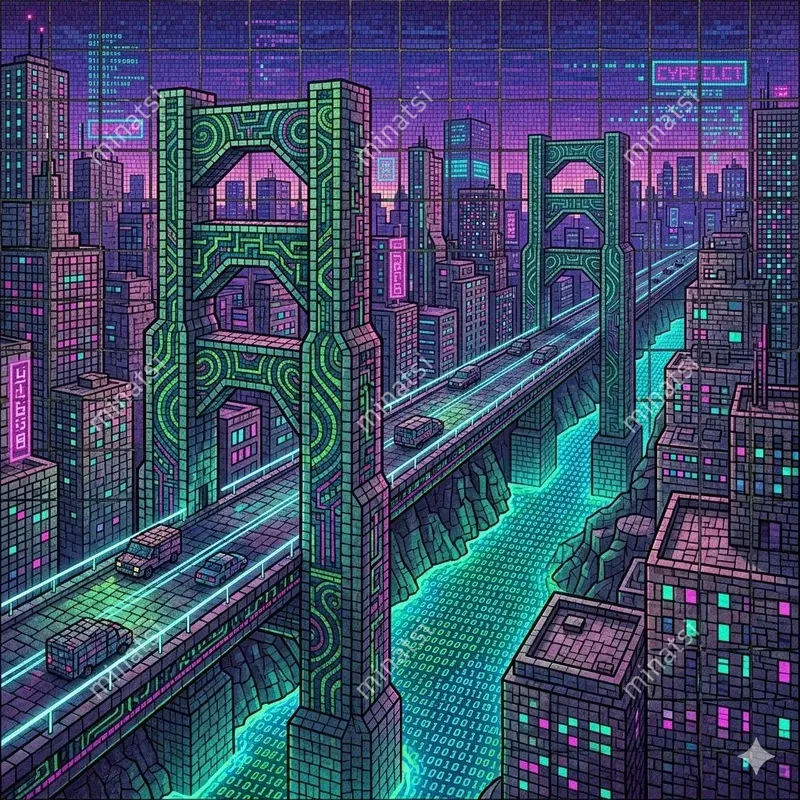 Cyberpunk Mosaic Pixel Art