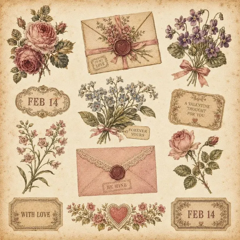 Vintage Valentine Journal Ephemera