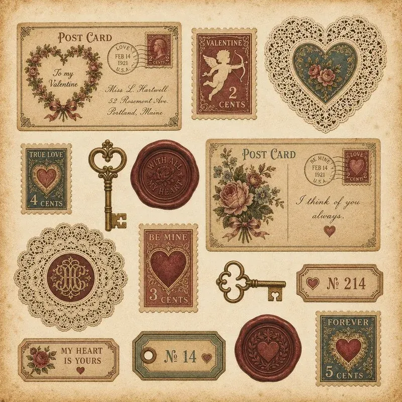 Vintage Valentine Journal Ephemera